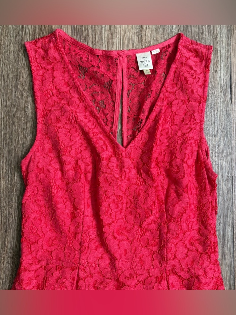 Seen Worn Kept Sleeveless Lace A-Line Dress Women’s 4 Red Spring Wedding Summer - Picture 2 of 12